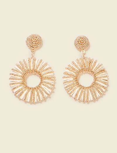 Boucles d'oreilles pendantes ecru femme