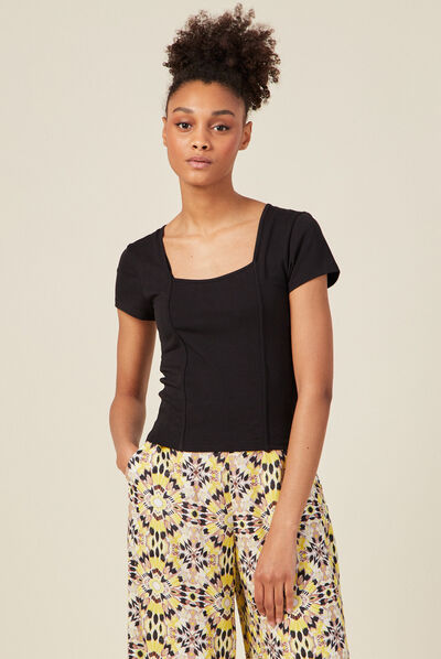 T-shirt manches courtes noir femme
