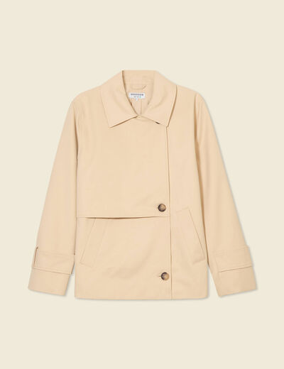 Trench court fluide beige femme