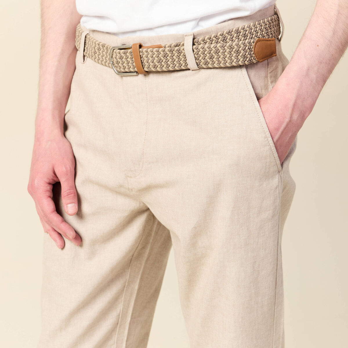 Pantalon éco-responsable beige homme