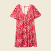 Robe évasée manches courtes rouge femme