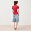 T-shirt polo ajust&eacute; c&ocirc;tel&eacute; en coton bordeaux femme