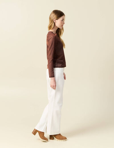 T-shirt manches longues marron cognac femme