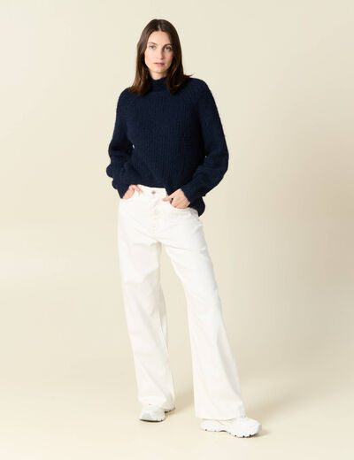 Pull manches longues bleu marine femme