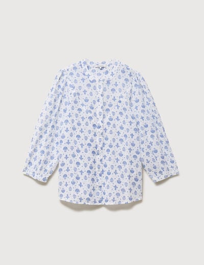 Chemise &agrave; manches longues bleu femme