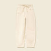 Jeans barrel 7/8&egrave;me avec ceinture denim blanc femme