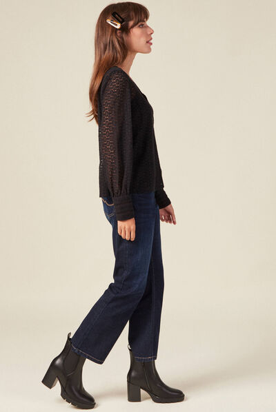 Blouse manches longues noir femme