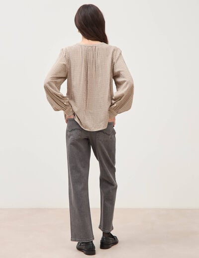 Chemise oversize manches longues marron clair femme