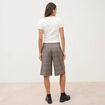 Bermuda large taille haute gris fonc&eacute; femme