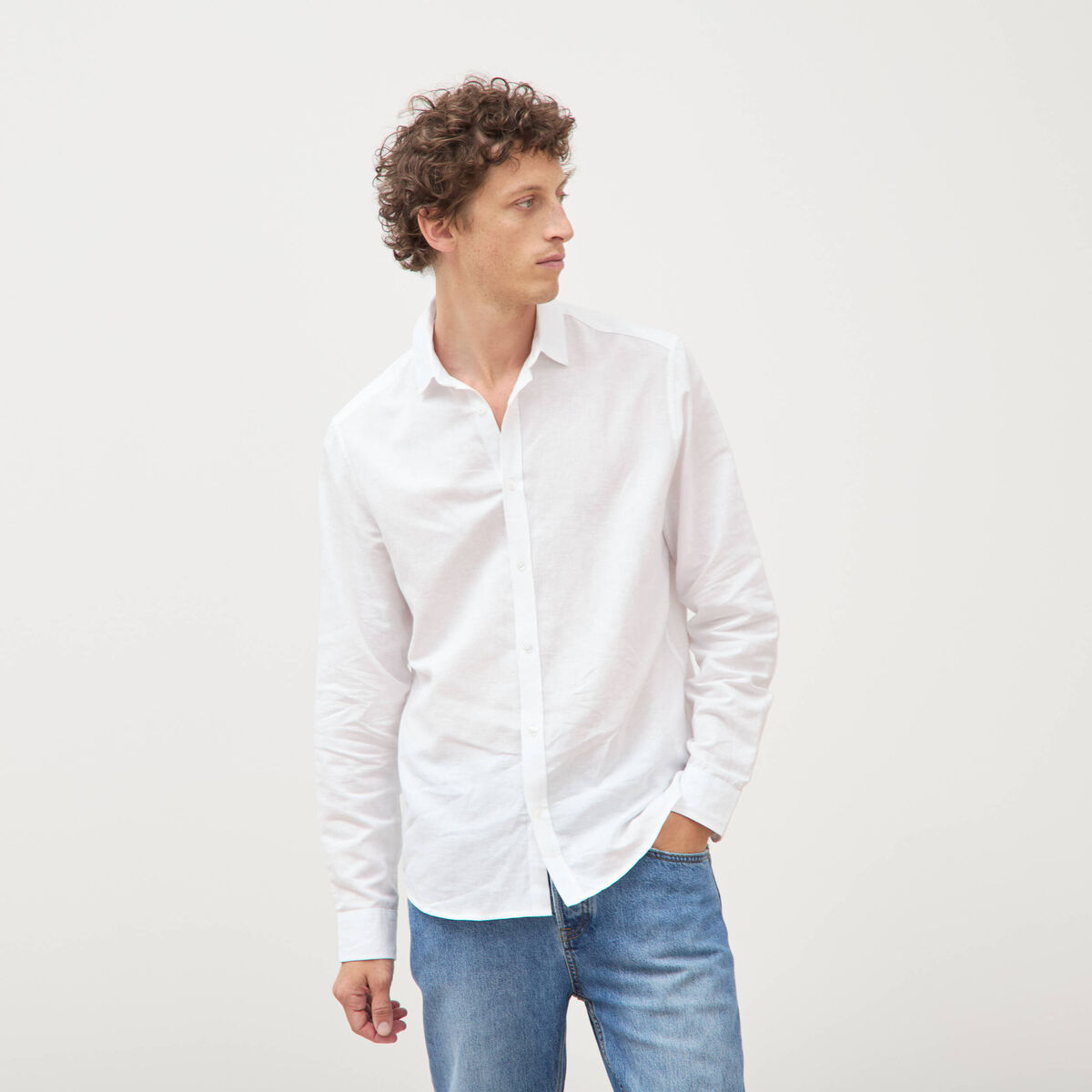 Chemise manches longues blanc homme