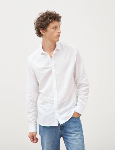 Chemise manches longues blanc homme