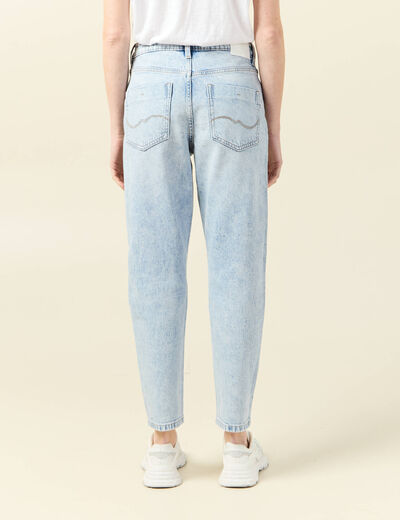 Jeans mom 7/8ème denim snow bleu femme