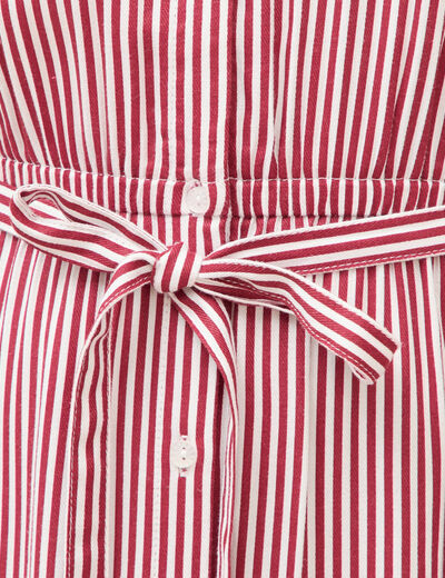 Robe longue &eacute;vas&eacute;e ceintur&eacute;e rouge fonc&eacute; femme