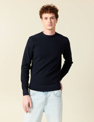 Pull éco-responsable bleu marine homme