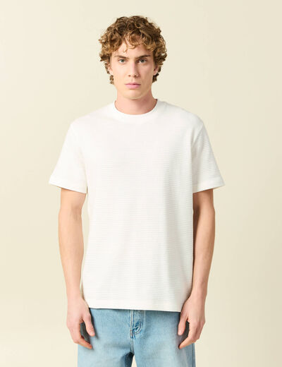 T-shirt ample en coton col rond ecru homme