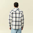Surchemise oversize courte doubl&eacute;e bleu marine homme