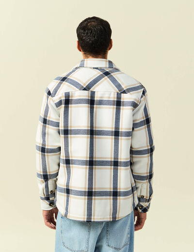 Surchemise oversize courte doubl&eacute;e bleu marine homme