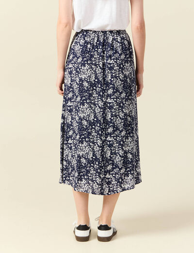 Jupe longue portefeuille bleu femme