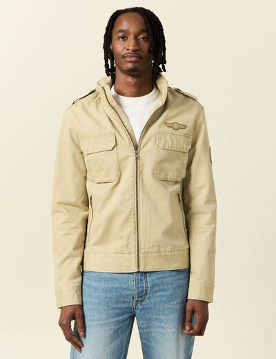 Blouson style biker zippé beige homme