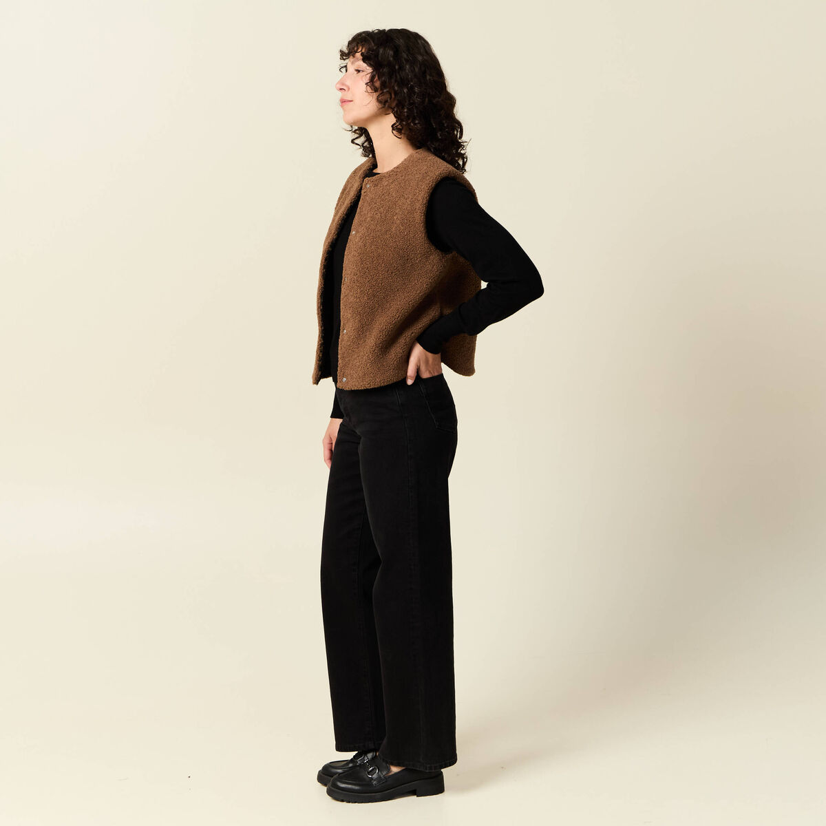 Gilet sans manches r&eacute;versible camel femme
