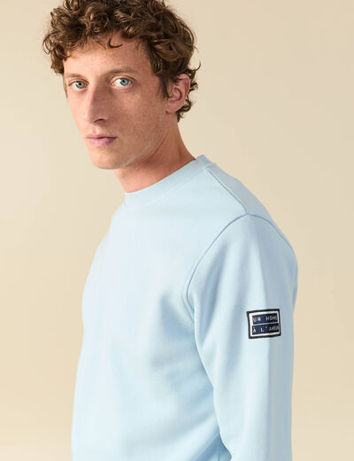Sweat manches longues avec broderie bleu ciel homme