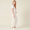 Jeans straight 5 poches denim blanc femme