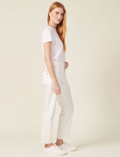 Jeans straight 5 poches denim blanc femme