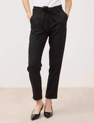 Pantalon paperbag noir femme