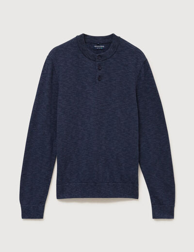 Pull manches longues bleu marine homme