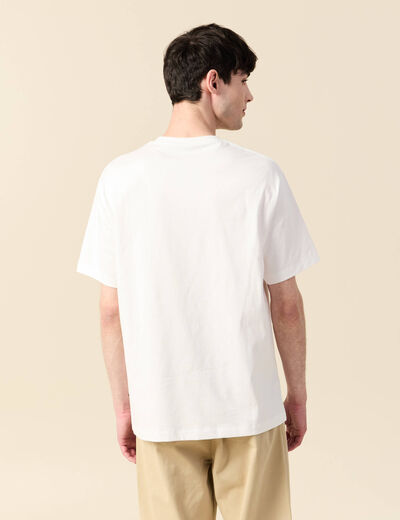 T-shirt manches courtes brodé ecru homme