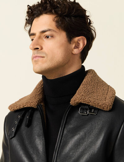 Blouson aviateur simili cuir noir homme