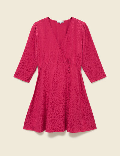 Robe &eacute;vas&eacute;e satin rose framboise femme
