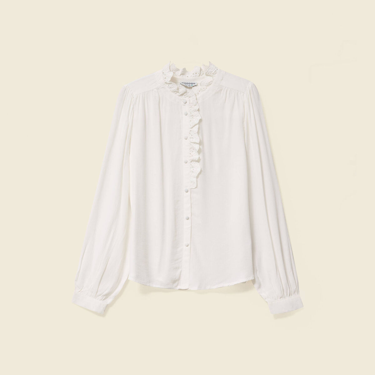 Chemise manches longues fluide ecru femme
