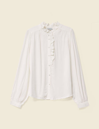Chemise manches longues fluide ecru femme