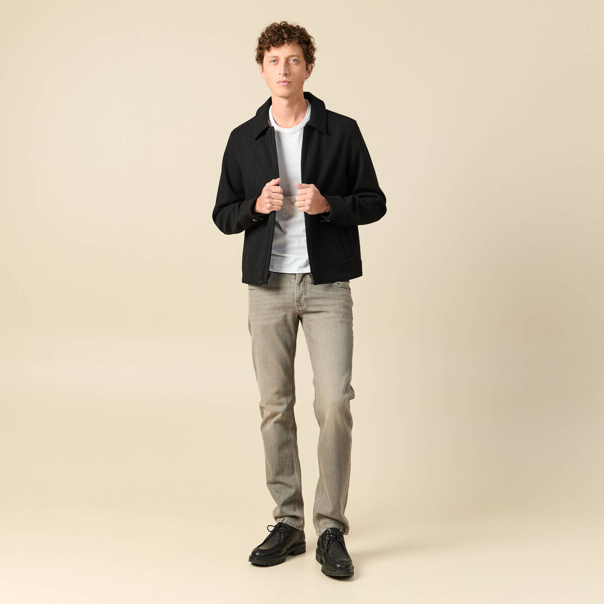 Jeans straight longueur 34 denim snow gris homme