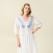 Blouse manches 3/4 brodée ecru femme