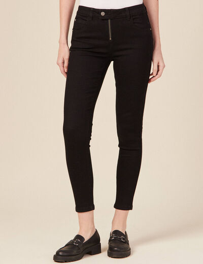 Jeans skinny zippé denim noir femme