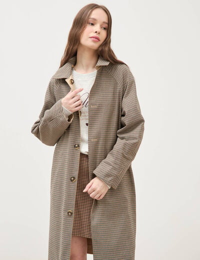 Trench long oversize r&eacute;versible beige femme