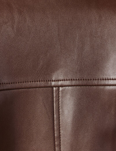 Blouson oversize manches longues doubl&eacute; marron femme