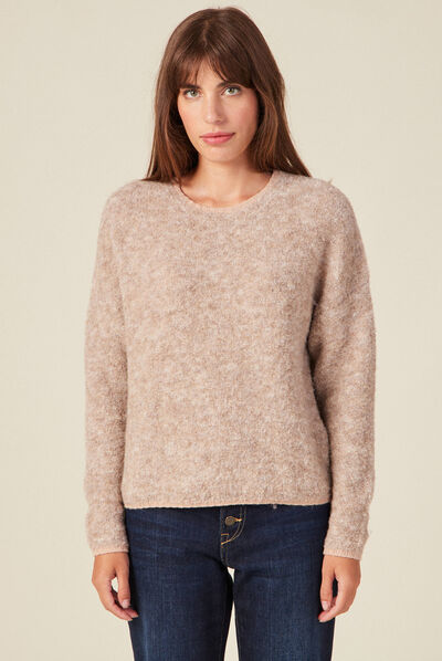 Pull éco-responsable beige femme