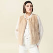 Gilet sans manches doubl&eacute; beige femme