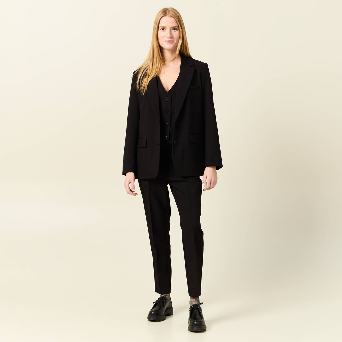 Veste blazer droite noir femme