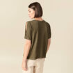 T-shirt manches courtes brillant vert kaki femme