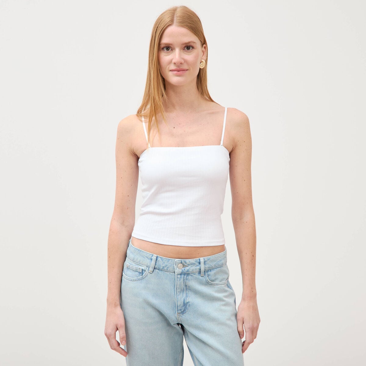 D&eacute;bardeur 2 en 1 avec brassi&egrave;re int&eacute;gr&eacute;e blanc femme