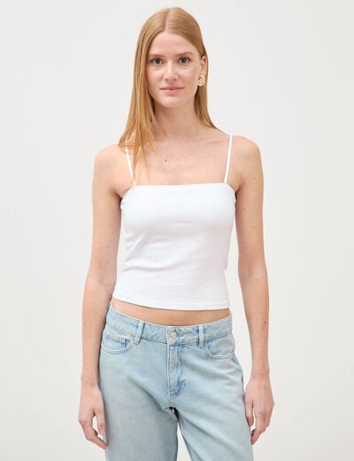 D&eacute;bardeur 2 en 1 avec brassi&egrave;re int&eacute;gr&eacute;e blanc femme