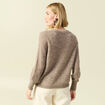 Pull col V manches longues marron clair femme