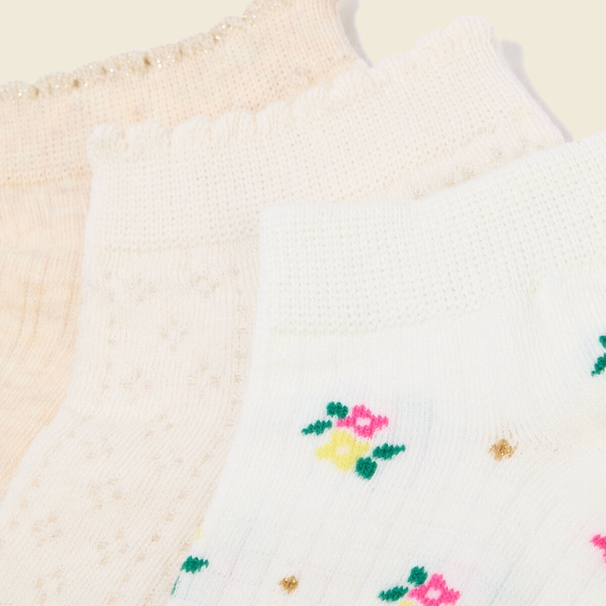 Lot de 3 paires de chaussettes creme femme