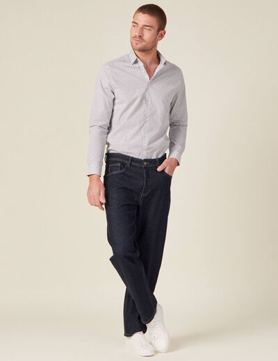 Chemise en coton manches longues blanc homme
