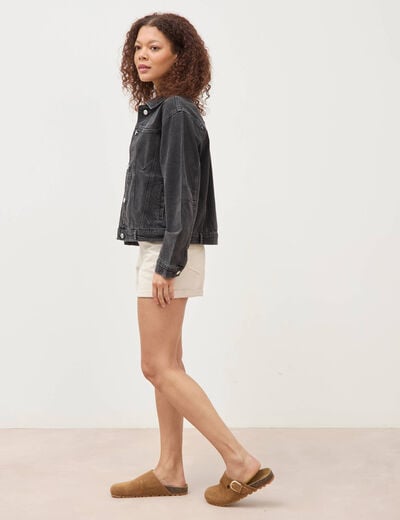 Veste oversize en jean denim gris femme
