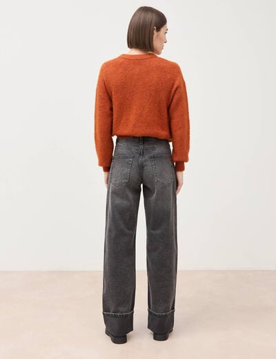 Jeans straight taille standard denim gris femme